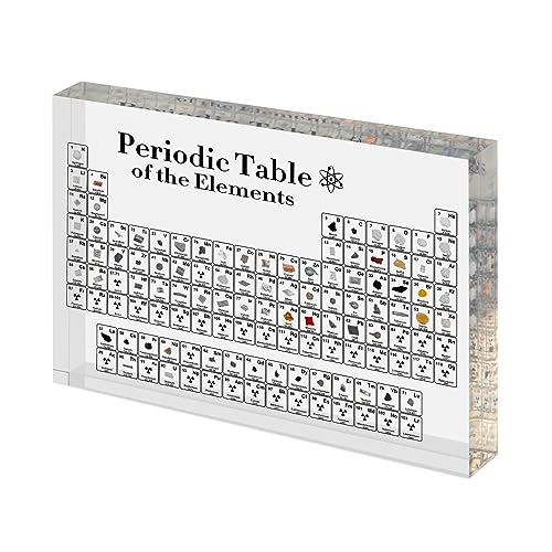 An actual periodic table display with 83 real physical elements embedded inside — this is as close as most people will ever get to holding real cesium or bismuth.