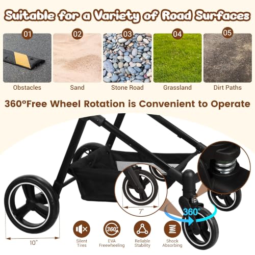 Image of Foldable Double Pet Stroller for 2 Small Medium Cats Dogs