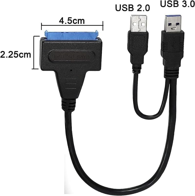 Image of SANCY USB 3.0 to SATA Adapter Cable, 0.3m, 3A Fast Charging, Pure Copper with DC Port, PVC Jacket for Data Transfer & Charging
