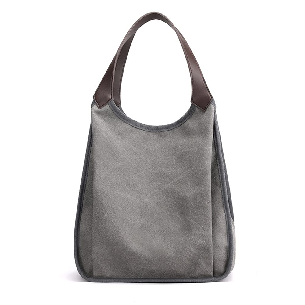 Sac à main en toile gris de grande capacité avec poches multicouches - 8