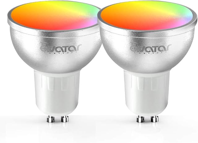 GU10 Smart Bulb WiFi Spot Light Bulbs 5W=50W Compatible with Alexa/Google Home RGBW Color Dimmable Warm White 3000K by Avatar Controls, No Hub Required(2 Pack)