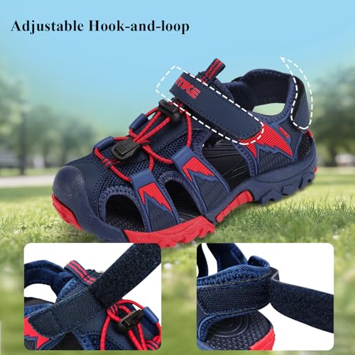 Image of JMFCHI Boys Girls Sports Sandals Summer Kids Closed Toe Outdoor Sandals Athletic Water Shoes Sandals Child Pool Beach Sandals Quick Drying Slip Resistant | Little /Big Kid,Comfortable lightweight,Non-slip soft sole,Hook-and-loop closure,Easy wear,Anti-collision toe,Daily casual