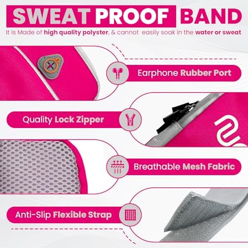 Nudic Fitness Running Armband for Women Phone Holder for Girl Gym Band. support up to 6.8" Compatible with iPhone 14 Pro/13 Pro/12/11 Pro/XS/XR/X Samsung S22 ultra Note 10/S10/9/8 and other brands.
