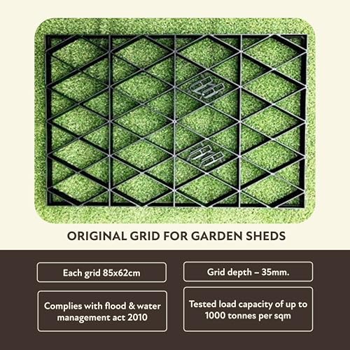 ECODECK 8x6 Garden Shed Base Grid = Full Eco Kit 2.5m x 1.85m + Heavy Duty Membrane Plastic Eco Paving Bases & Driveway Grids