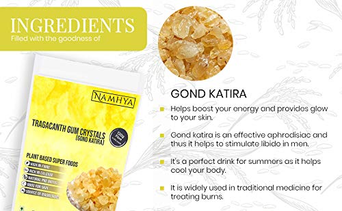 Miniatura 4 de NAMHYA Premium Gond Katira (goma comestible) Cristales de tragacanto orgánicos puros 100% naturales, 14.11 onzas