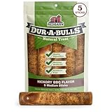 Redbarn Natural Dur-A-Bulls Treats for Dogs - 5 Medium Sticks - Hickory Flavor - Made in USA Long Lasting 100% Digestible No Artificial Ingredients or Plastic