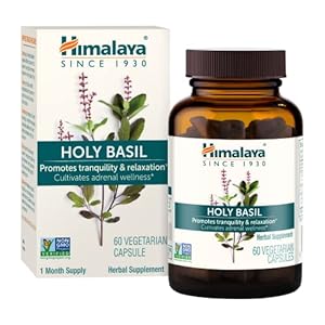Daily stress relief supplement: Himalaya Holy Basil (Tulsi) provides daily support to help you deal with stress, helping you relax while promoting tranquility; Delivered in capsule form, a convenient alternative to tulsi tea* Rooted in tradition & sc...