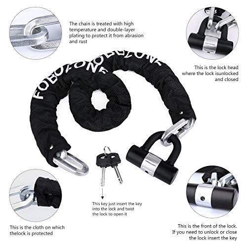 Heavy Duty Chain Lock, With U-Lock, Chain:120Cm Length X 12Mm Dia,Made Of Manganese Steel, Non-Corrosive, Durable, Protector Of Valuables #TOP3