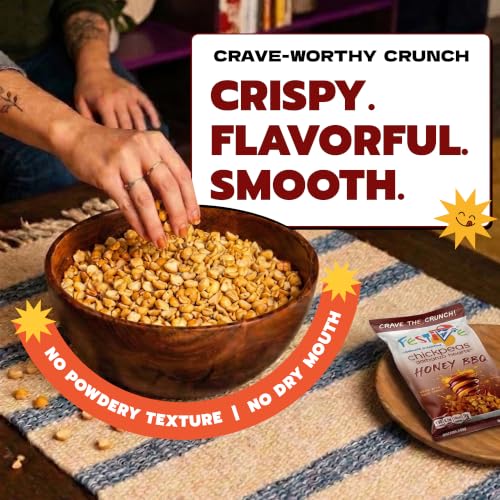 Image of Festive Chickpea Hearts - Crunchy Honey BBQ Garbanzo Beans - Husk-Free Roasted Chickpea Snacks with 5g Protein Per Serving Halal, Gluten Free, Dairy Free - 1oz 12 Pack