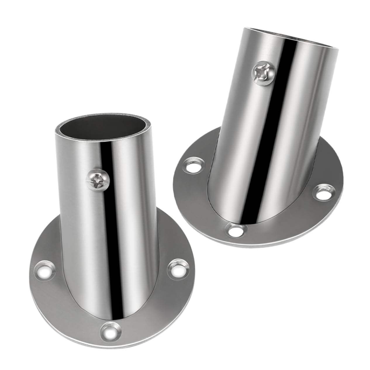 Ciieeo 2Pcs Stainless Steel Flange Base for Shower Curtain Rods Support Bracket Heavy Duty Wall Mount Holder for Corner Installation for Bathroom and Towel Bars