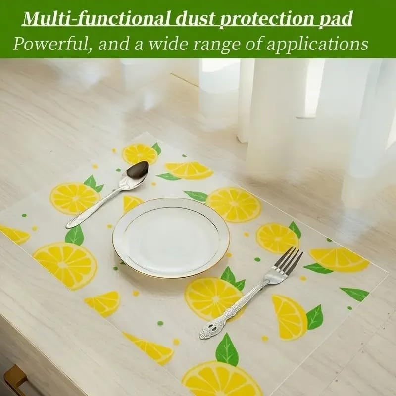 Image of EVA Fridge Shelf Liner Roll, Washable Drawer Mat Sheet, Cut-to-Size Cabinet & Refrigerator Shelf Protector, Food Contact Suitable Multipurpose Kitchen Table Liner Roll, 3 Meter (Lemon Lemon)