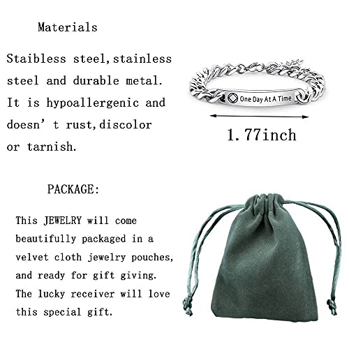 WAJJUAN One Day At A Time AA Bracelet Sobriety Gift Addiction Recovery Gift AA Bracelet NA Gift Anniversary Bracelet Gift for Her Birthday Jewelry (NA BRchain S) - Image 3