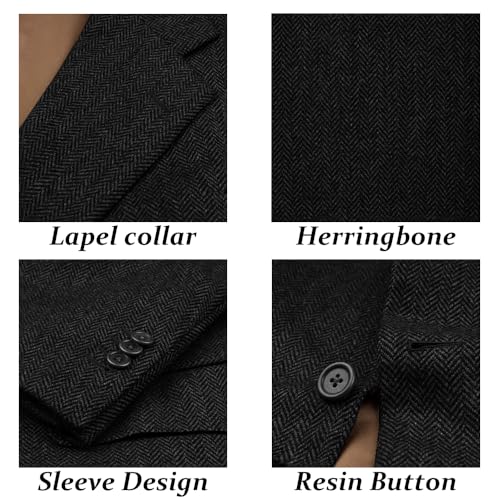 Suit for Men Herringbone Tweed Wool Three Piece Suits Slim Fit Vintage Wedding Halloween 2024 Blazer+Vest+Pants4