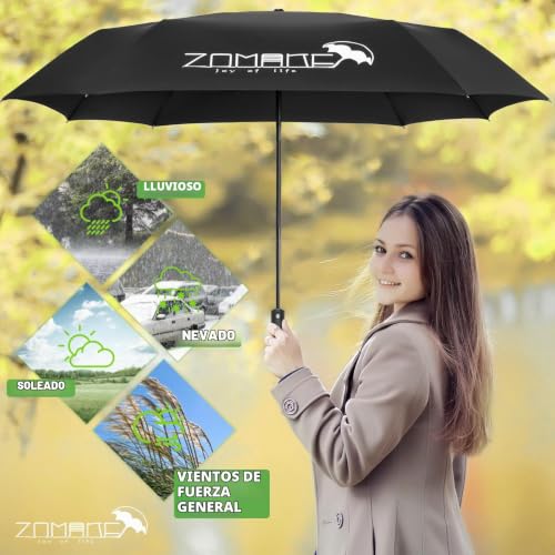 Paraguas resistente a tormentas ZOMAKE plegable para no mojarse en trayectos largos 4