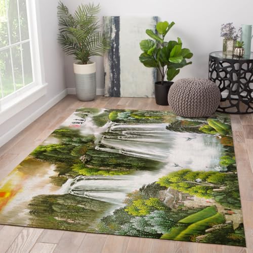 Tapis de chambre paysage chinois 100x150cm antidérapant lavable machine - 4