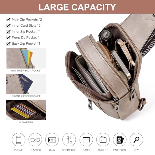 Image of cakang Womens Sling Bag Crossbody Bags for Women Vegan Leather Sling Backpack Daypack Fanny Pack Crossbody Purse Travel