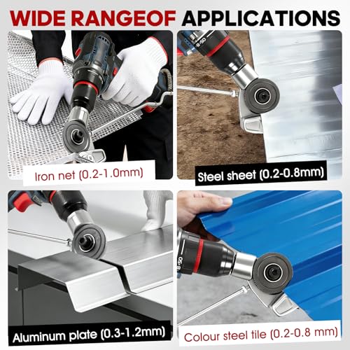 Metal Nibbler Drill Attachment – Turn Your Power Drill into a Precision Sheet Metal Cutter, Double-Cut Design for Fast, Clean Cuts on Steel, Aluminum & Roofing Panels