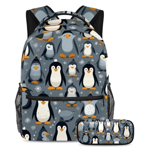 Sac à dos pingouins de grande capacité pour les cours au lycée et les voyages