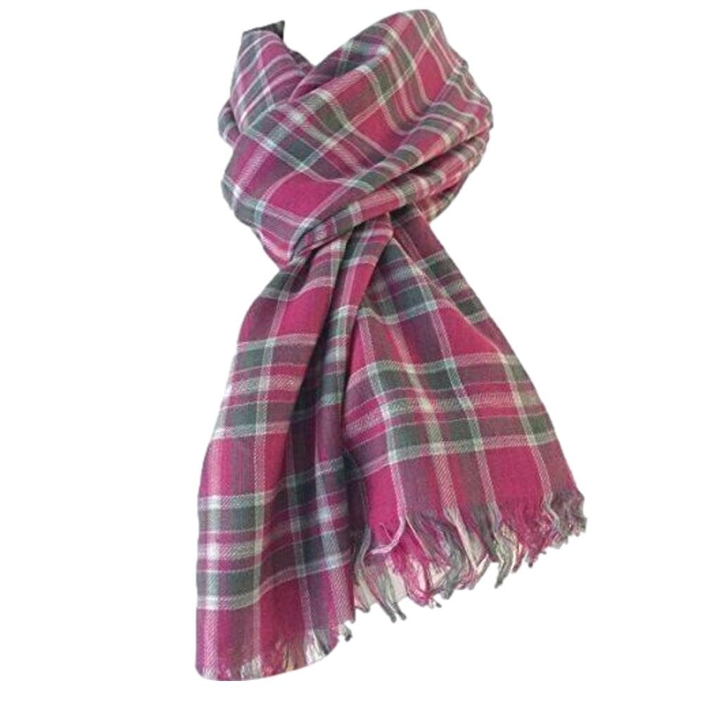 Purple Possum Women's Pink, Grey Uk® Tartan Scarf Pink Grey Tartan Wrap Fair Trade Shawl Cotton Plaid Scarf