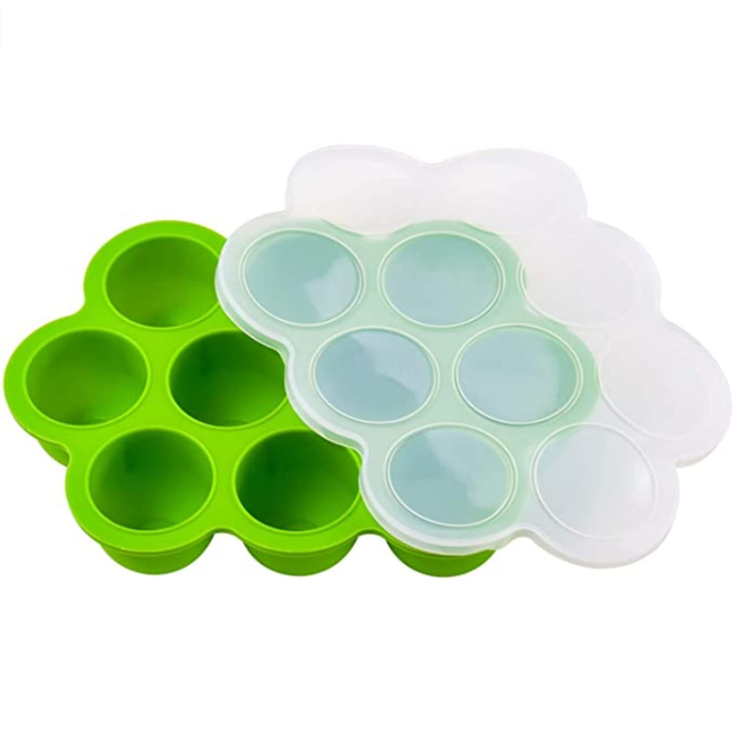 10 Holes Silicone Baby Food Freezer Tray with Clip-on Lid - Perfect Storage Container for Homemade Baby Food Vegetable Fruit Purees and Breast Milk,(Green)
