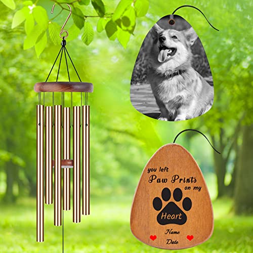 Image of Personalized Custom Wind Chimes Memorial Gift for Loss of Loved One Mother Dad Mom Dog Pets Customized Outdoor Sympathy Wind Chimes with Photo Text