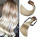 Hair Extensions Clip in Human Hair Balayage Golden Brown Fading to Platinum Blonde Aison 14inch 7pcs 120g Brown De Cabello Natural