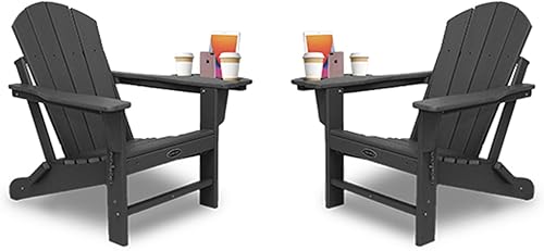 FOOWIN Adirondack - Juego de 2 sillas de salón con bandejas portavasos, sillas plegables de patio resistentes a la intemperie, sillas de hoguera