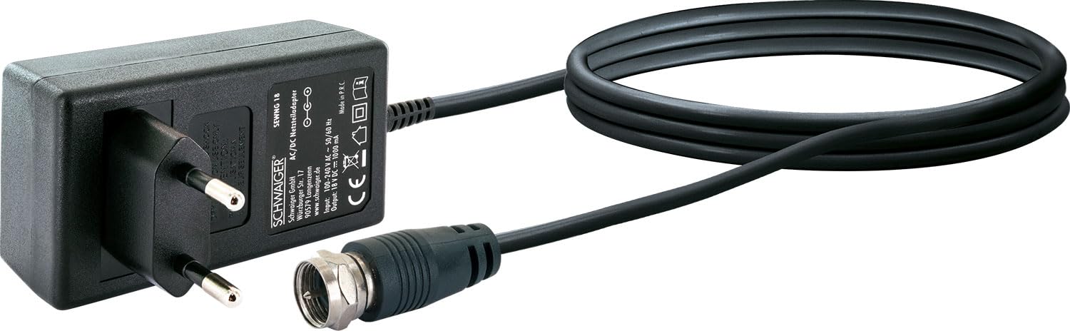 SCHWAIGER 5217 Multiswitch Sat Splitter 8 vías Sat Splitter Digital Multiswitch Splitter de 8 vías con Fuente de alimentación Externa 2 Posiciones de satélite en 8 Salidas