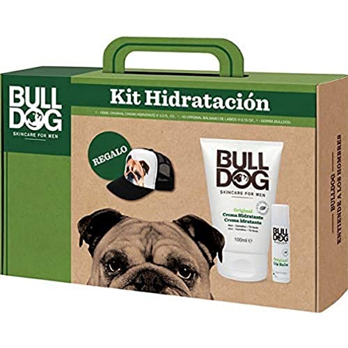 Bulldog Skincare - Kit Hidratación con Crema Hidratante 100 ml + Bálsamo Labial 4g + Gorra de Regalo - con Aloe, Camelina y Té verde