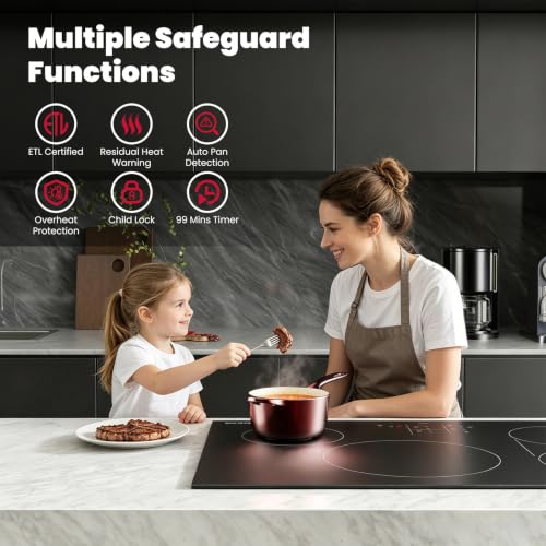Image of GASLAND 30 Inch Induction Cooktop, 4 Burner with Bridge Element, 220V