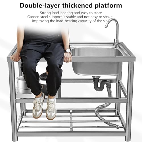 Ensemble d'évier extérieur de cuisine autoportant en acier inoxydable 35 pouces