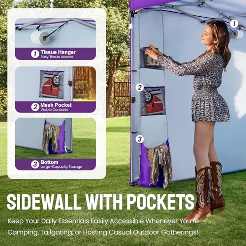 Image of CROWN SHADES Canopy Tent 10x10 Pop Up Canopy with Side Pockets, Purple