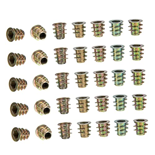 Luxshiny 100 Piezas De Tuercas Atornilladas M5 Para Muebles De Madera, Insertos Roscados De Aleación De Zinc, Conector De Fijación Autorroscante Para Combinación De Muebles
