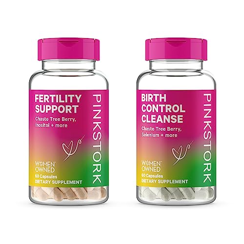 Pink Stork Fertility Prep Bundle: Birth Control Cleanse + Fertility Supplements For Women, Hormone Balance For Women, Vitex, Fertility Prenatal Vitamin, Inositol + Folate + Ashwagandha, Women-Owned #TOP16