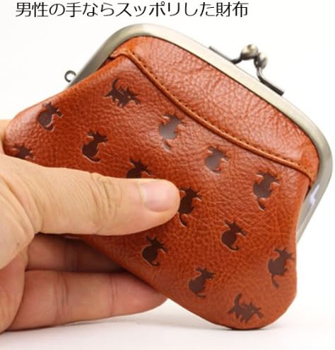 Amazon 日本製本革 4カラー 猫ネコ型押し 親子がま口財布 牛革 財布 おやこ がまぐちが使いやすい お母さん おばあちゃんへのプレゼントにも ねこのデザインがかわいい 革のおさいふ 日本製で高級な作り 軽量 キャメルオレンジ 財布