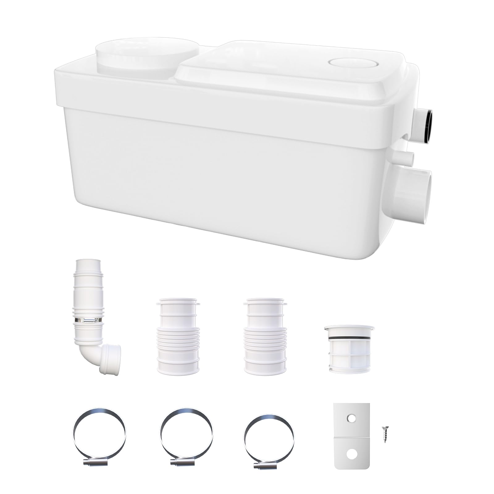 HOCANFLO 300W Macerator Pump, Quiet Copper Winding Wire Motor Sewerage Shower Lift Drain Pump for Toilet Sink Basin Shower Bathtub, 6000 L/H Maximum Flow, 2 Inlets