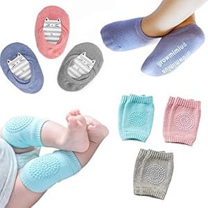 BOSONER Baby Crawling Anti-Slip Knee and Anti Slip Baby Boys Girls Socks Best Infant Gift, Unisex Baby Toddlers Kneepads…