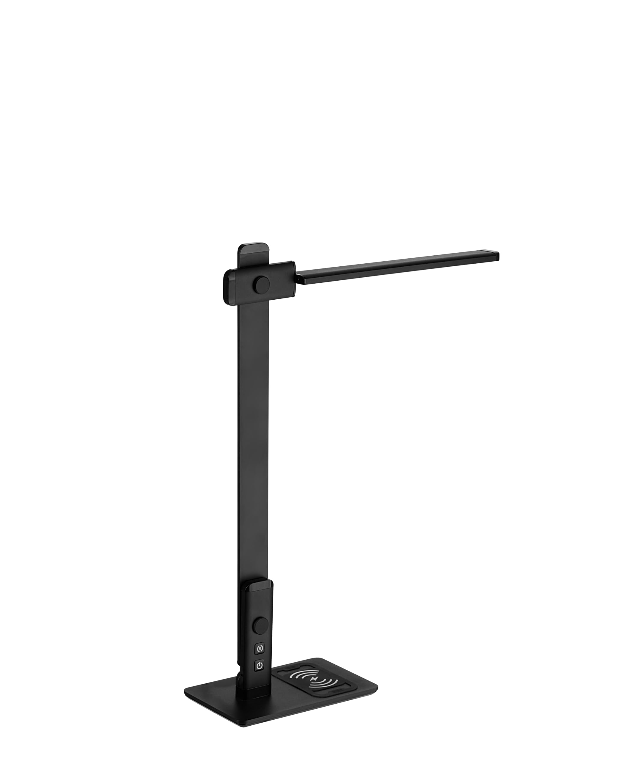 ALCO-Albert - lampa biurkowa LED z funkcją ładowania, czarna | Lampa stołowa z regulacją jasności, 3 stopniami jasności, złączem USB i funkcją indukcyjnego ładowania smartfonów
