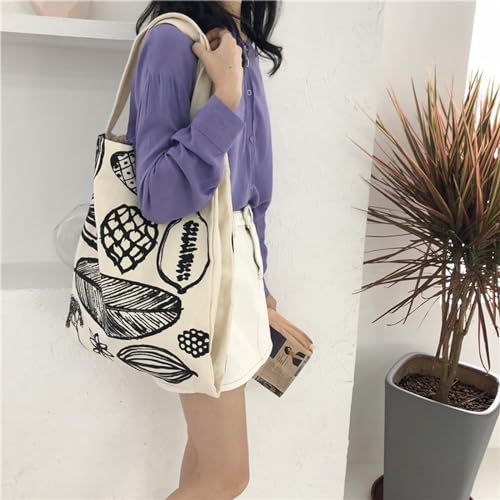 Women's canvas handbag, fashionable crossbody bag, shoulder bag with zipper, Kawaii casual canvas beach handbag4