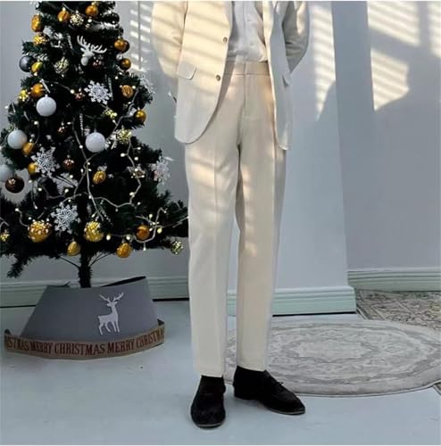 Men's Business Dress Pant Trousers Classic Slim Fit Elasticated Waist Suit Pants2