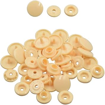 Beige Plastic Snap Button Size 20 100Sets Sew On Plastic Snap Fasteners for Clothing Glossy T5 Round -B53