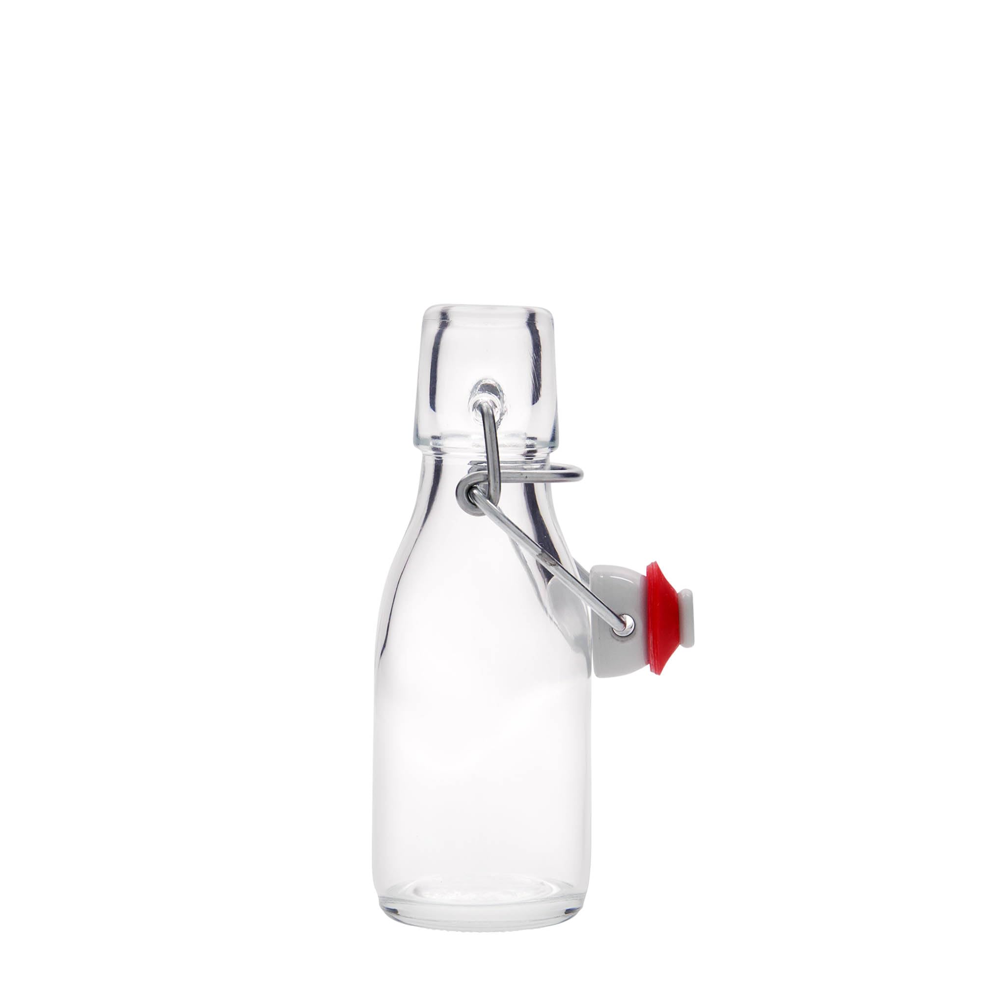 Botella de cristal Paul de 100 ml, juego de 24 unidades, cristal transparente con cierre de clip