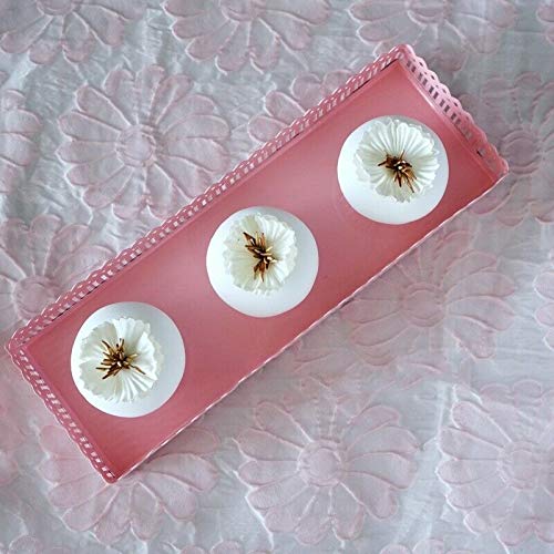 Ketsicart5X(Sweetgo Pink Rectangle Cupcake Tray Hollow Out Race Edge Metal Stand Cak T7B7