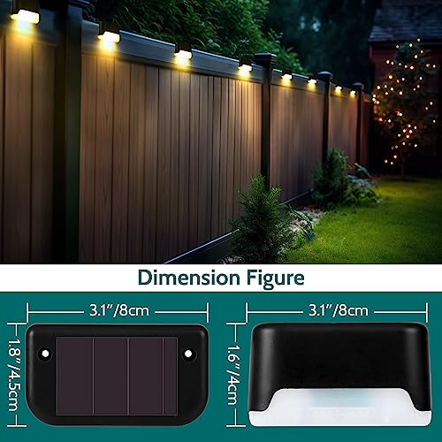 Solpex Juego de 12 luces solares para exteriores, luz blanca cálida, impermeable, iluminación LED para escaleras exteriores, escalones, vallas, patio, patio, canalón, camino, decoración (negro) - imagen 5