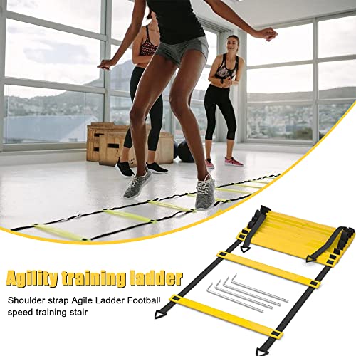 Ycrrvae Football Training Equipment | Speed Agility Training Set, Including 1 Agility Ladder, 4 Steel Piles,12 Disc Cones,1 Resistance Umbrella .| For Athletes/Sports Including Football & Basketball #TOP5