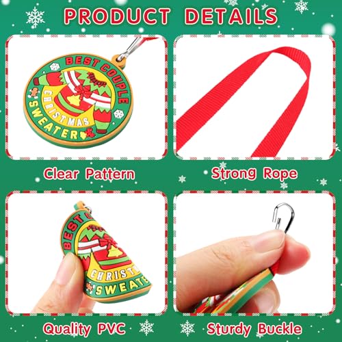 relaxgiant 48 pcs ugly sweater medal award 2 inch christmas ugly sweater trophy pvc ugly sweater contest prizes with neck ribbon for holiday party favors christmas tree ornaments