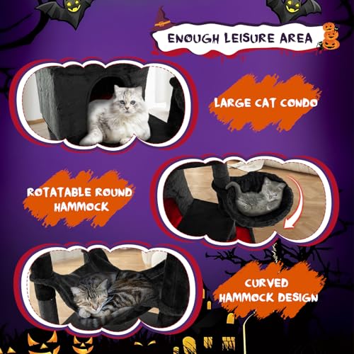 Árbol para gatos estilo gótico de 83 pulgadas con rascadores y camas miniatura 7