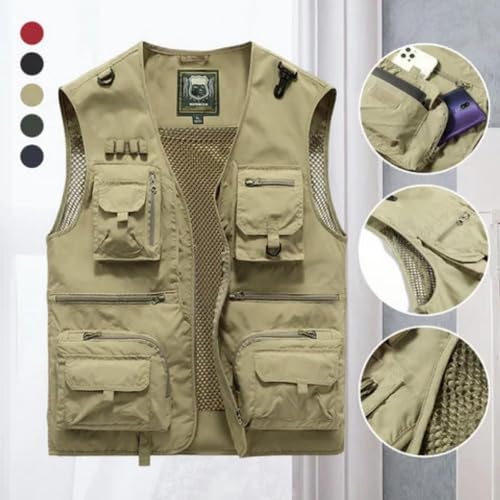 Breathable Mesh Zip Cargo Vest,Men Casual Multi-Pocket Vest,Outdoor Hiking Fishing Cargo Vest Jacket2