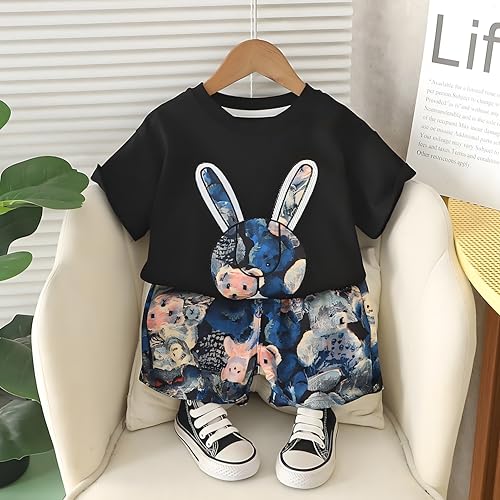 Image of Googo Gaaga Boys Printed Clothing Set | Tshirt Combo Set - Includes a stylish T-shirt and matching shorts for a complete everyday outfit.