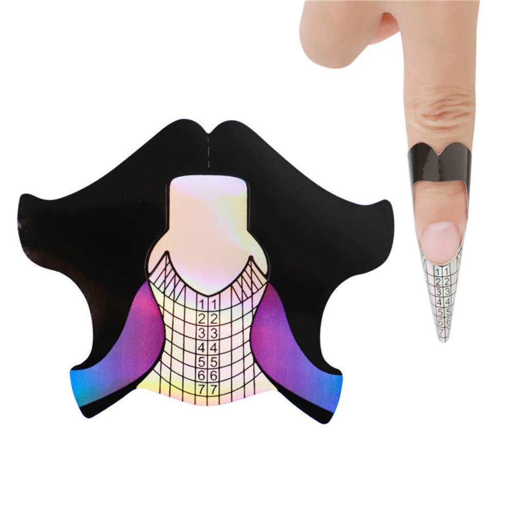 NMKL38100pcs Goldfish-shaped Nail Forms Acrylic Nail/UV GEL Nail Extention Tips Form Guide Sticker